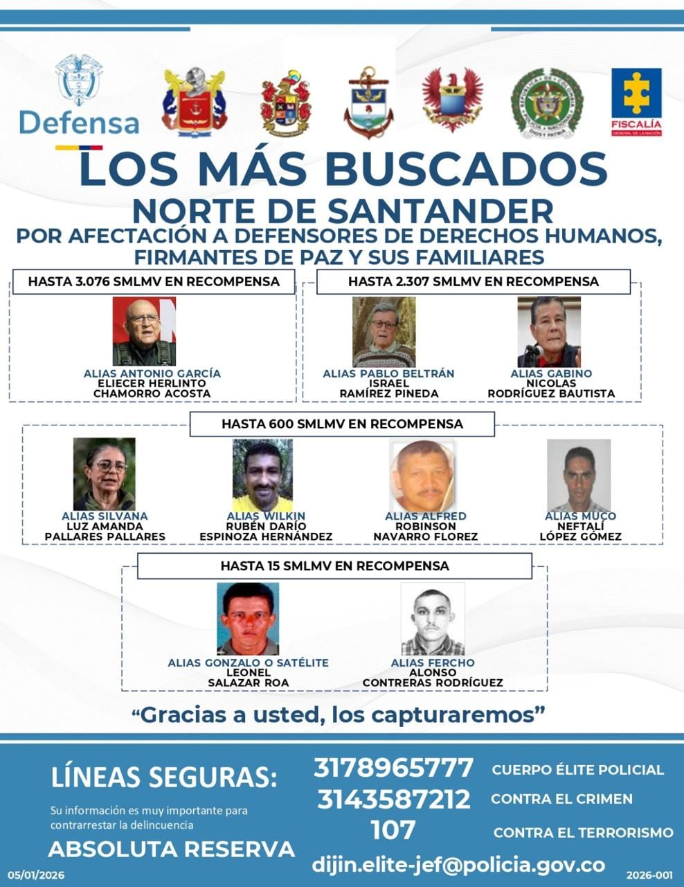 Ofensiva con recompensas contra cabecillas del ELN