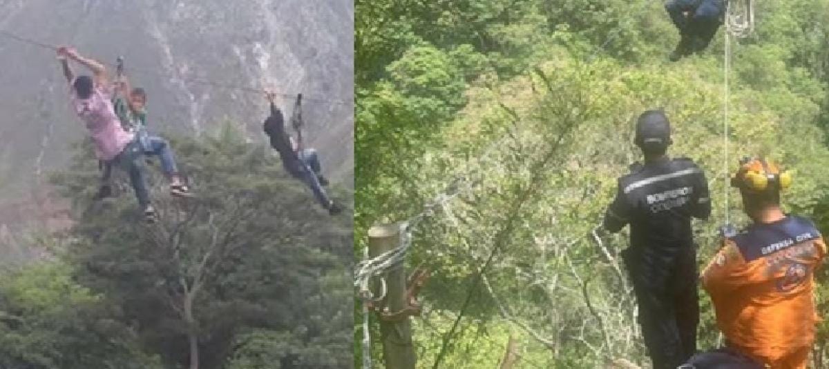 Tarabita es la peligrosa solución ante la falta de un puente en San Andrés,Santander