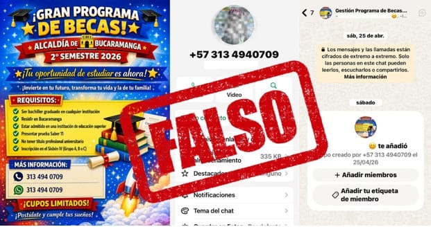 No coma cuento sobre becas en Bucaramanga porque los mensajes  son falsos