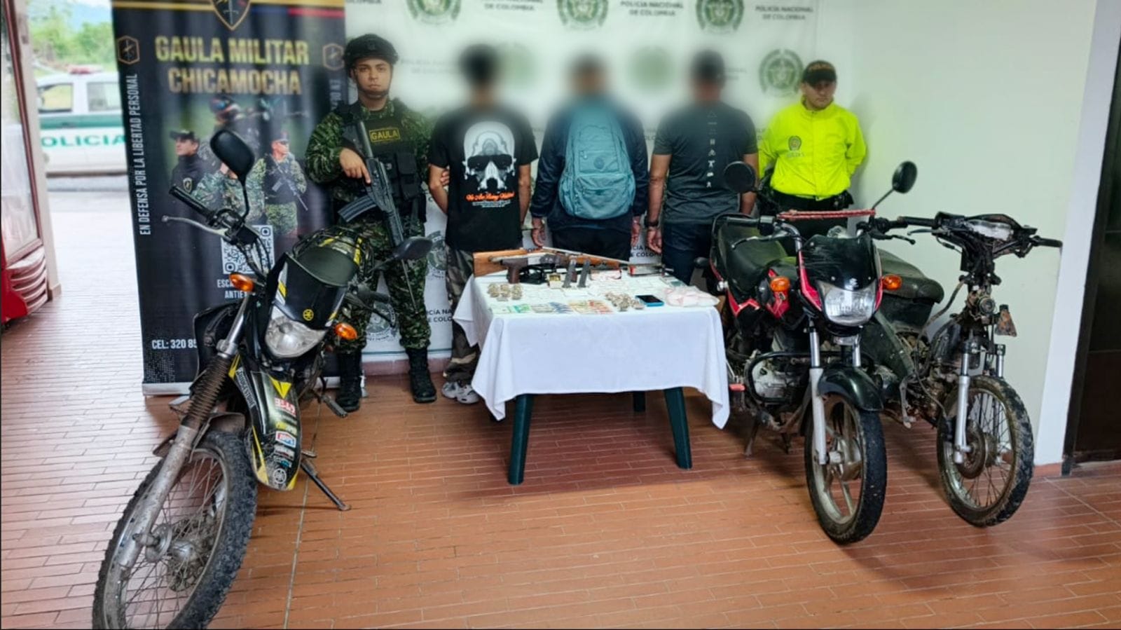 Cayó temida banda 'Los Camarones' en Santander, incautaron armas, droga y motos