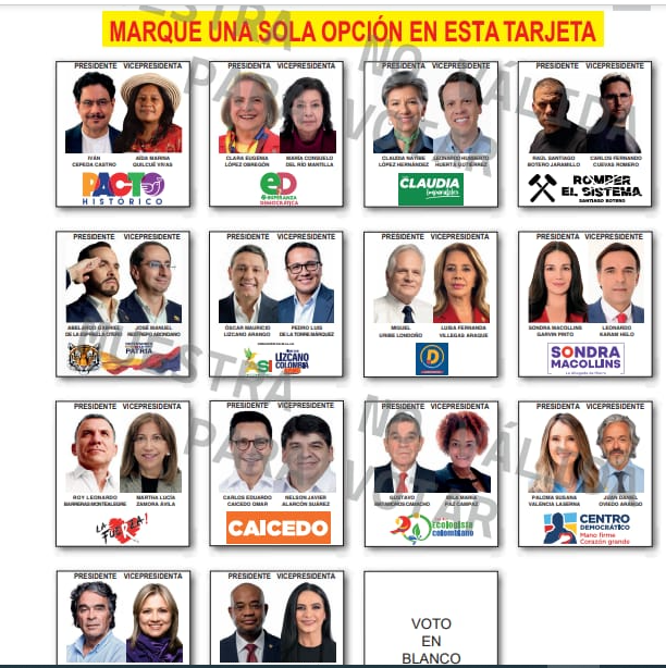 Lista la tarjeta para la elección presidencial