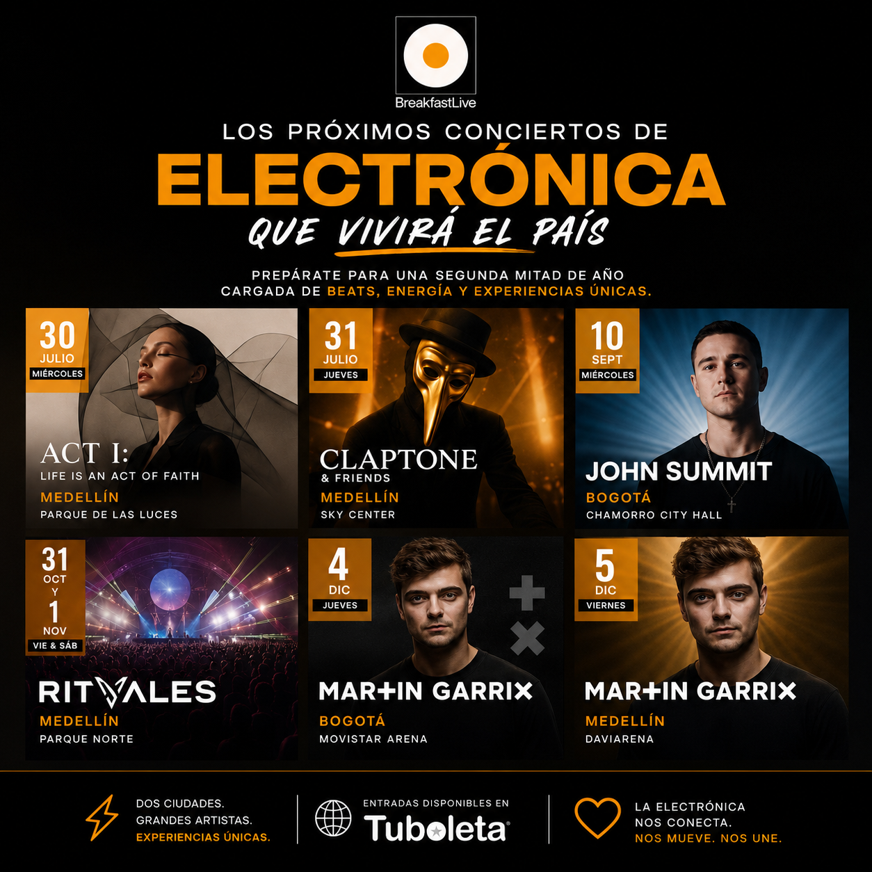 Temporada de grandes conciertos de música electrónica en Colombia
