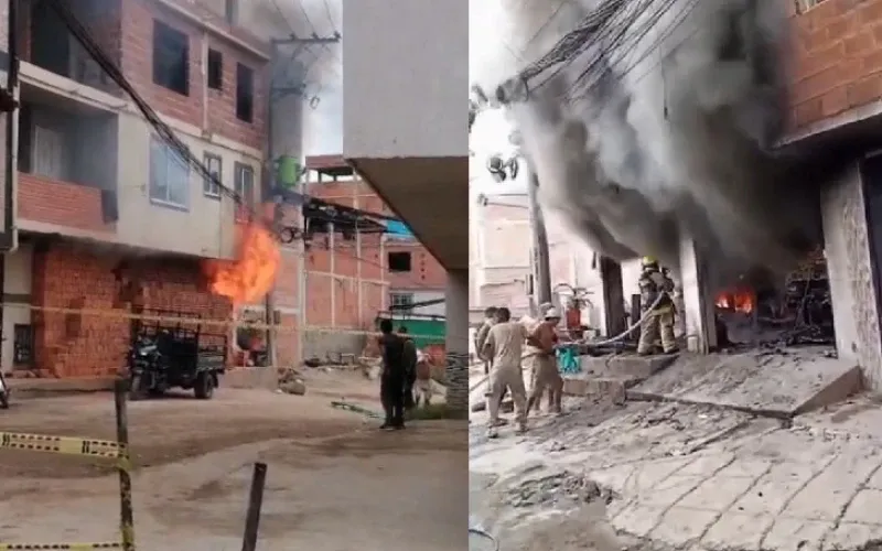 Explosiones y un voraz incendio sembraron el pánico en una ferretería de Piedecuesta
