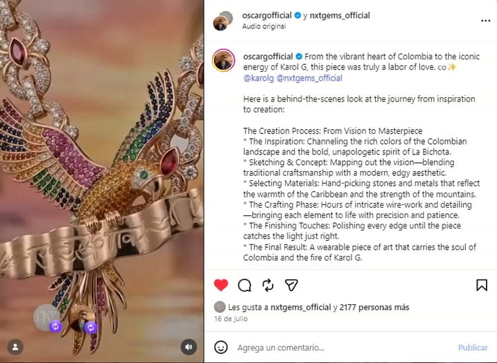 Collar inspirado en una guacamaya acompaña la nueva gira mundial de Karol G