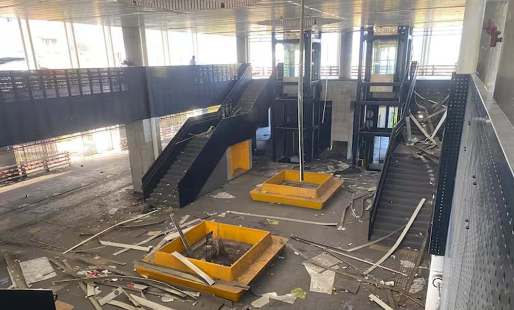 De la estación temprana de Metrolínea en Piedecuesta sólo queda el esqueleto