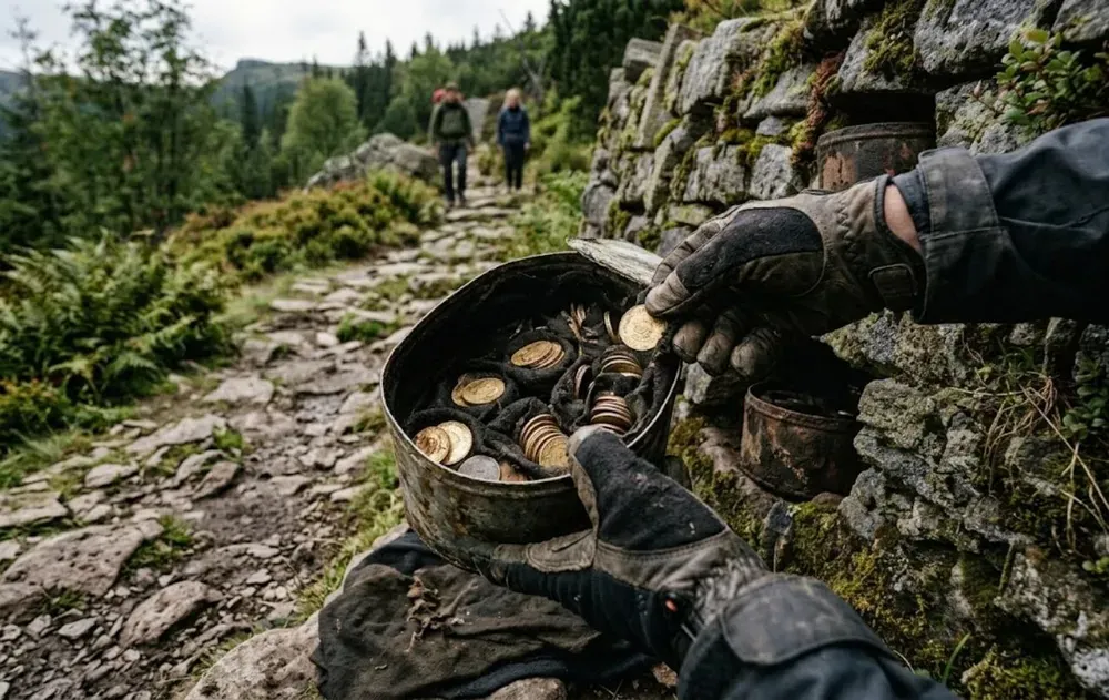 Excursionistas encontraron una lata oxidada con 598 monedas de oro
