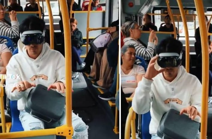 VIDEO. Joven desata sensación en TransMilenio con las gafas Apple Vision Pro imagen de la publicación