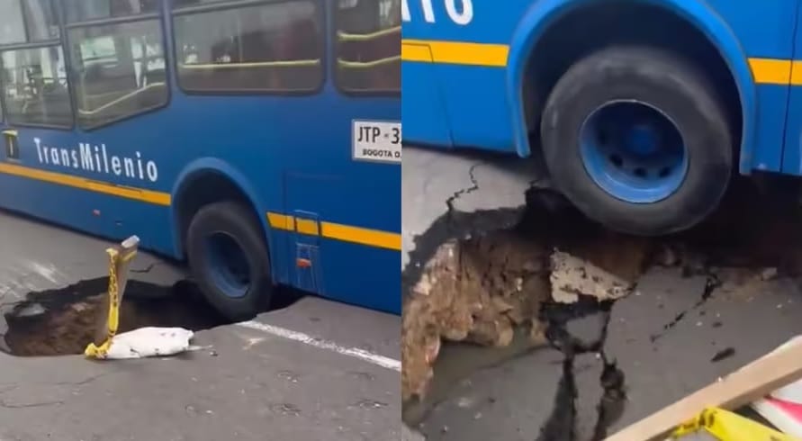 Bus del Sitp quedó en el aire tras colapso imagen de la publicación