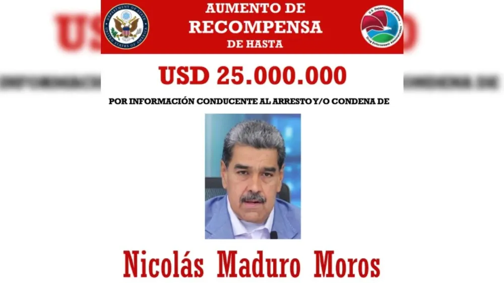 Estados Unidos duplicó a 50 millones de dólares la recompensa por Nicolás Maduro imagen de la publicación