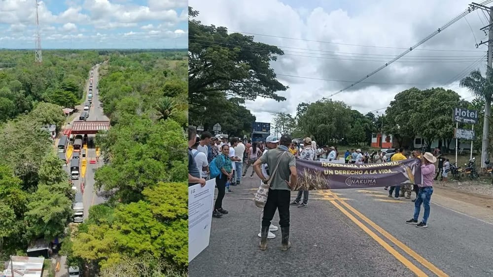 Comunidades bloquean la Troncal del Magdalena Medio en Puerto Parra. La movilidad está colapsada imagen de la publicación