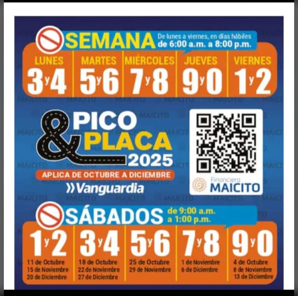 Pico y placa  metropolitano que entra en vigor el 1 de octubre definió calendario hasta diciembre imagen de la publicación