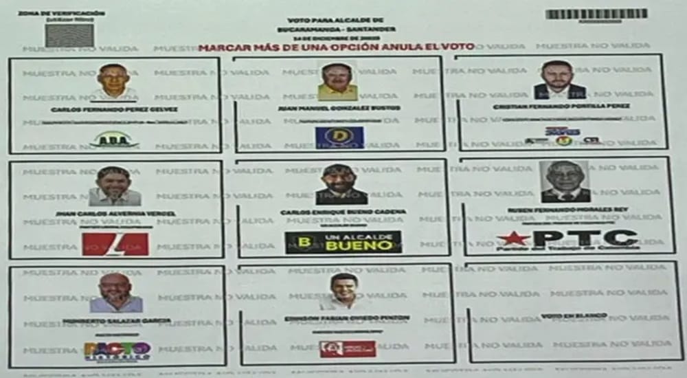 Listo el tarjetón para las elecciones  atípicas de Bucaramanga imagen de la publicación
