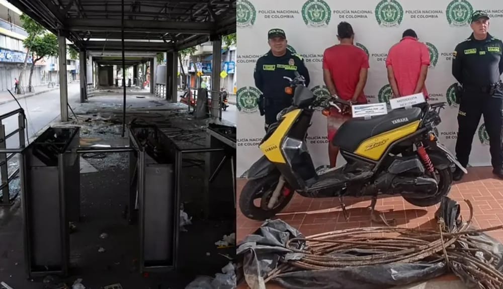 Ladrones de bienes de Metrolínea capturados con las manos en la chatarra imagen de la publicación
