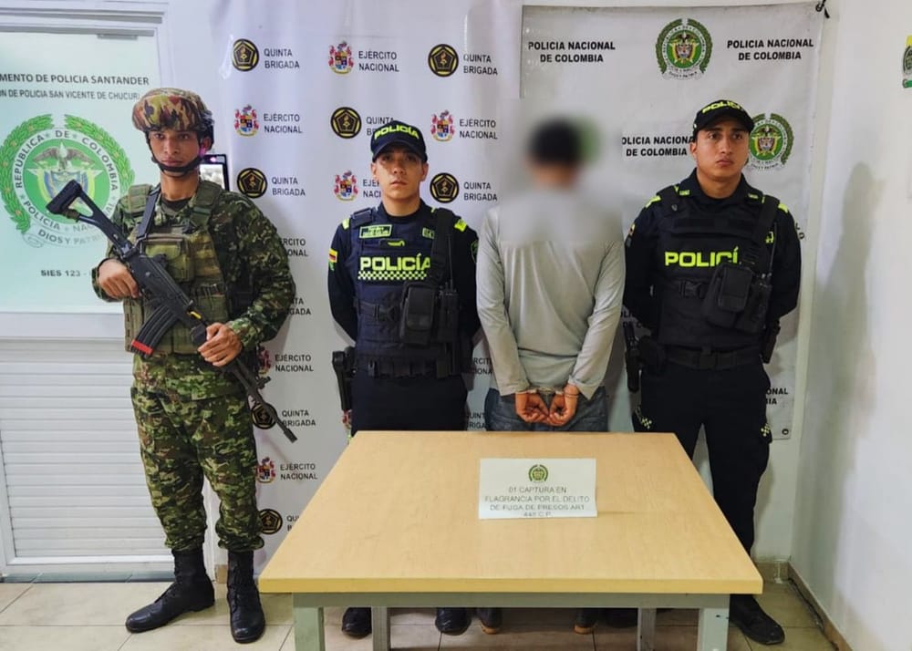 Capturado en flagrancia por fuga de presos en zona rural de San Vicente de Chucurí imagen de la publicación