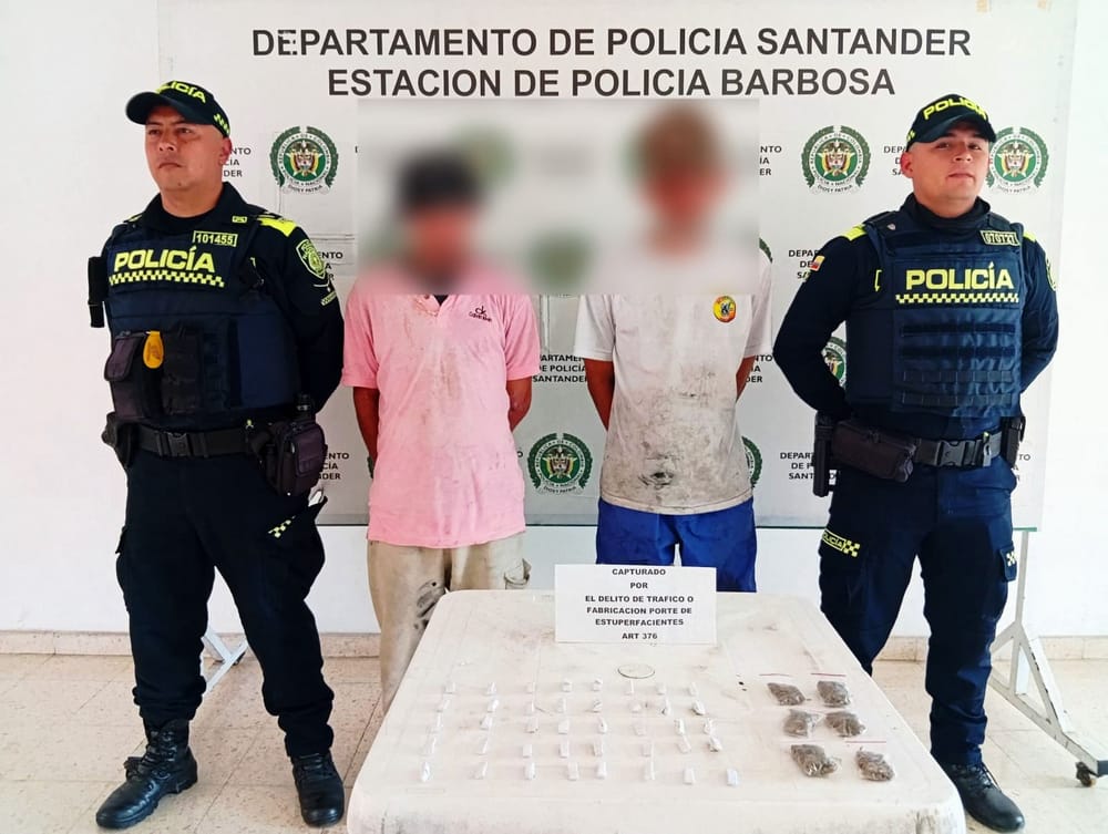 Capturadas dos personas por tráfico de estupefacientes en Barbosa imagen de la publicación