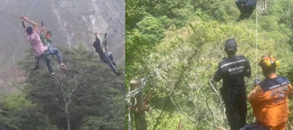Tarabita es la peligrosa solución ante la falta de un puente en San Andrés,Santander imagen de la publicación