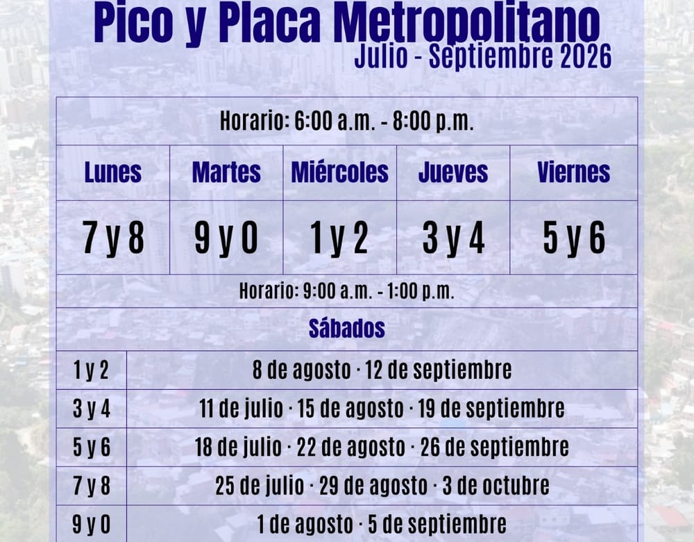 Toda el Área Metropolitana rotara el Pico y Placa desde el 6 de julio imagen de la publicación