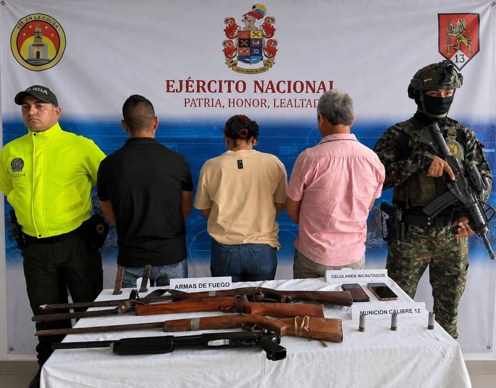 Caen tres presuntos miembros del ELN con armas y municiones imagen de la publicación