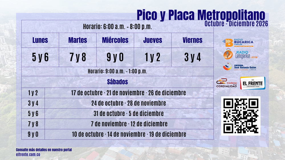 Bucaramanga cambia el Pico y Placa desde el 5 de octubre imagen de la publicación