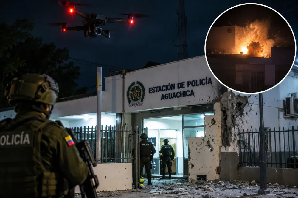 ¡Otra vez con drones! Atacaron la estación de Policía de Aguachica y un recluso resultó herido imagen de la publicación