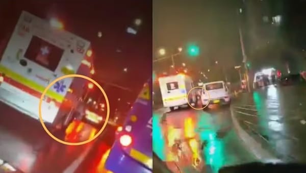 Insólita odisea de un conductor colgado de una ambulancia