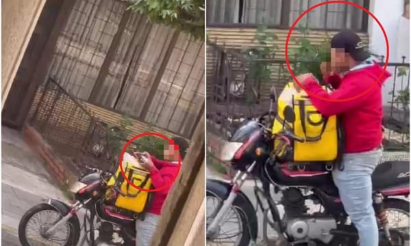 Domiciliario fue sorprendido probando y empacando pedidos de clientes
