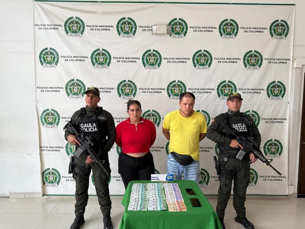 Capturan a pareja por extorsión en operativo contundente en Bucaramanga