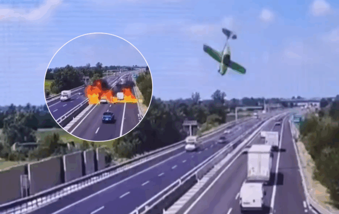 Tragedia aérea en Italia: avioneta se estrelló en plena autopista