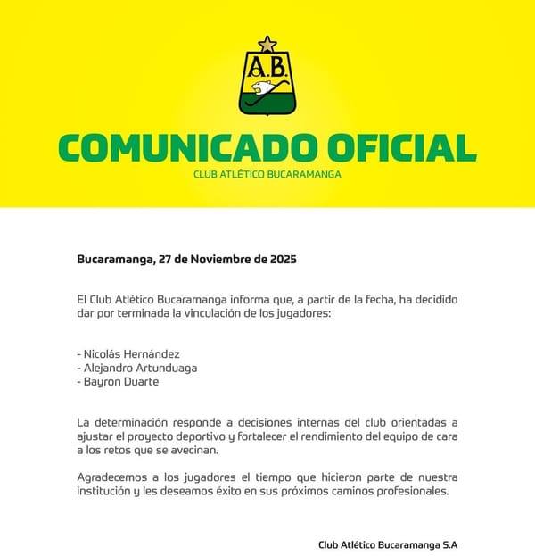 Atlético Bucaramanga no renovará contrato a tres jugadores