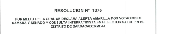 Barrancabermeja declara alerta amarilla hospitalaria por jornada electoral