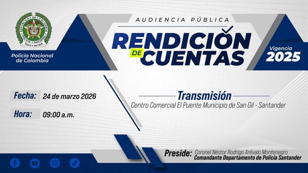 Policía invita a la ciudadanía a participar en la Rendición de Cuentas en Santander