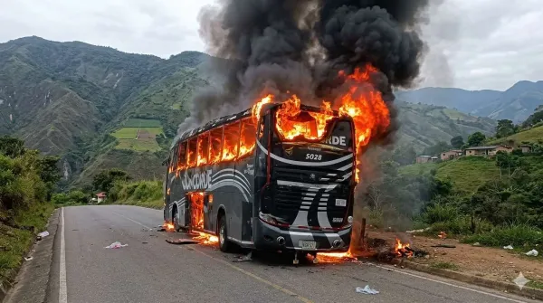 Guerrillas quemaron 2 buses en la  provincia de “GARCÌA ROVIRA”