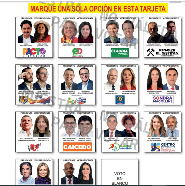 Lista la tarjeta para la elección presidencial