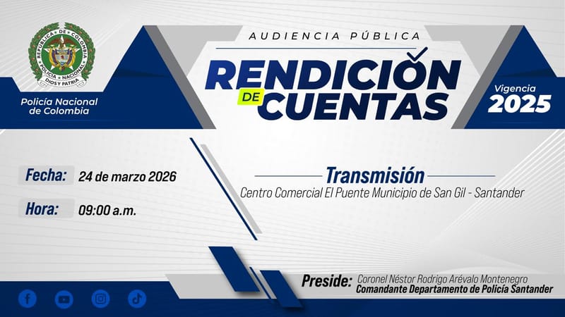 Policía invita a la ciudadanía a participar en la Rendición de Cuentas en Santander imagen de la publicación